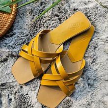 Load image into Gallery viewer, Mustard Strappy Flats