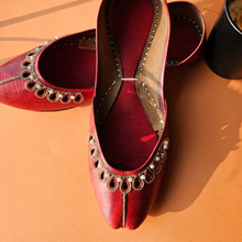 Load image into Gallery viewer, Beaded Fancy Red Khussa