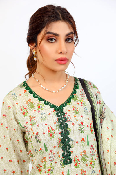 Floral Green - 2PC Unstitched Digital Printed Lawn