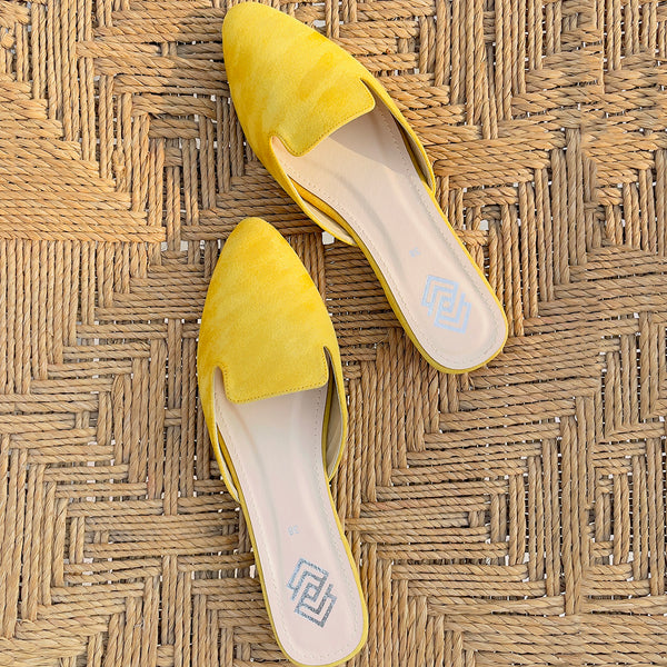 Yellow Suede Mules