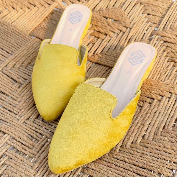 Yellow Suede Mules