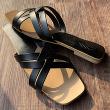 Load image into Gallery viewer, Black Strappy Flats