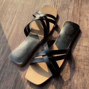 Black Strappy Flats