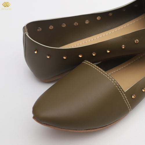 Olive Green Beaded Shoes