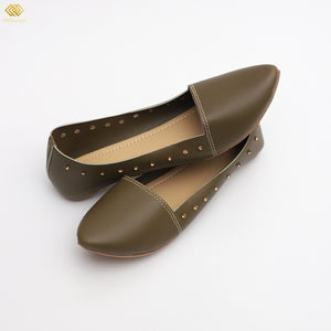 Olive Green Beaded Shoes