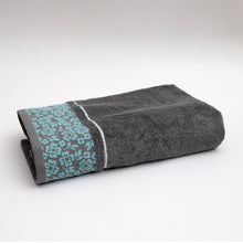 Load image into Gallery viewer, Blue Floral Jacquard Towel