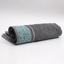Load image into Gallery viewer, Blue Floral Jacquard Towel