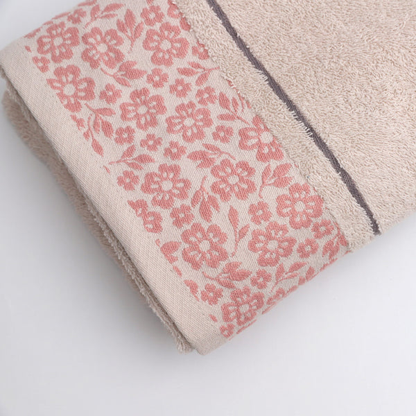 T-Pink Floral Jacquard Towel