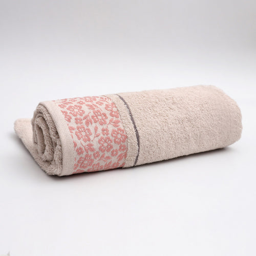 T-Pink Floral Jacquard Towel