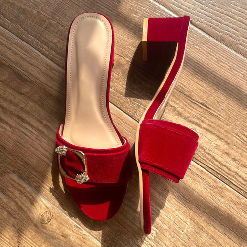 Classic Maroon Velvet Heels