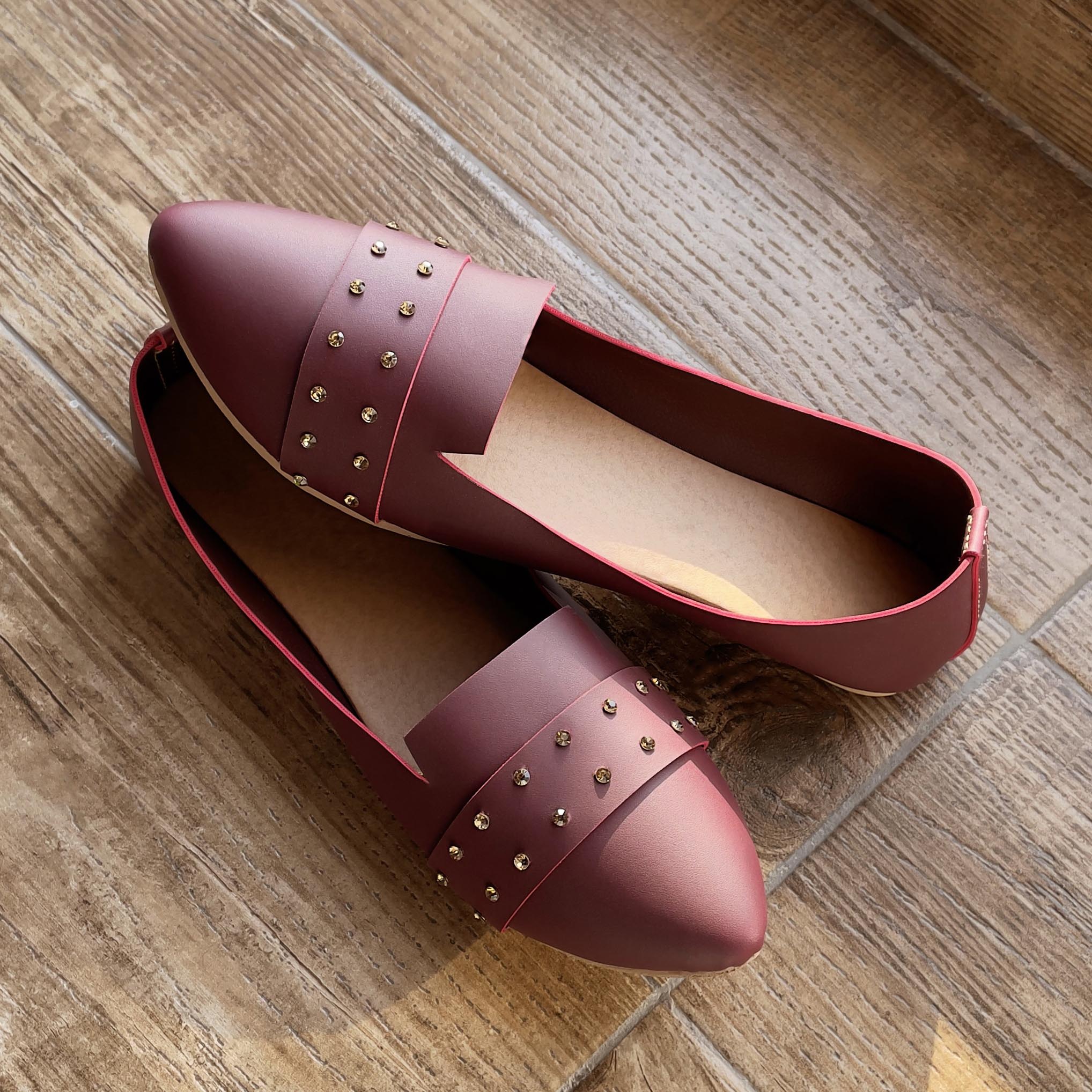 Double Beaded Maroon Shoes