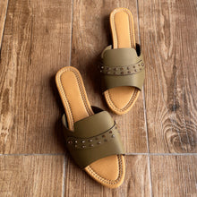 Load image into Gallery viewer, Olive Green Beaded Flats