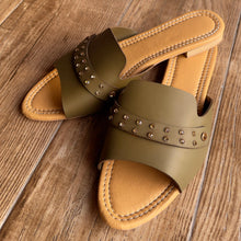 Load image into Gallery viewer, Olive Green Beaded Flats